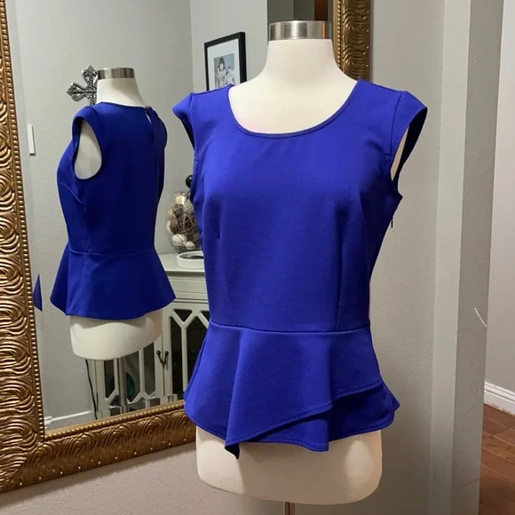 Ann Taylor Blue Blouse with Elegant Design - Picture 1 of 10